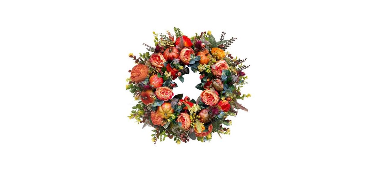 Best Fall Peony and Pumpkin Wreath