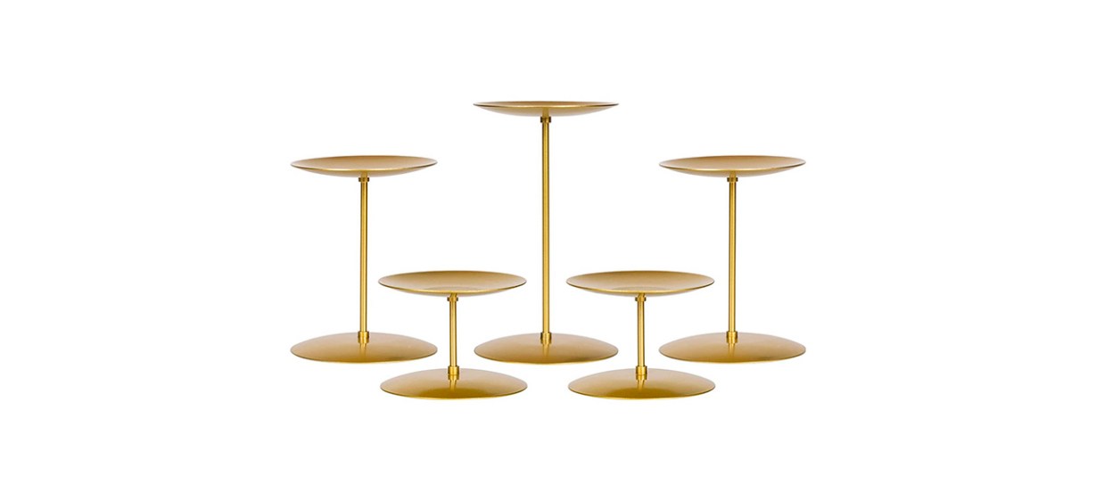 Best Smtyle Gold Candle Holder 5-piece Set for Pillar Candles Best Smtyle Gold Candle Holder 5-piece Set for Pillar Candles
