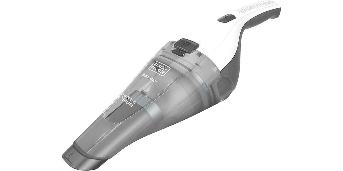 Black and Decker Dustbuster QuickClean Cordless Handheld Vacuum on white background