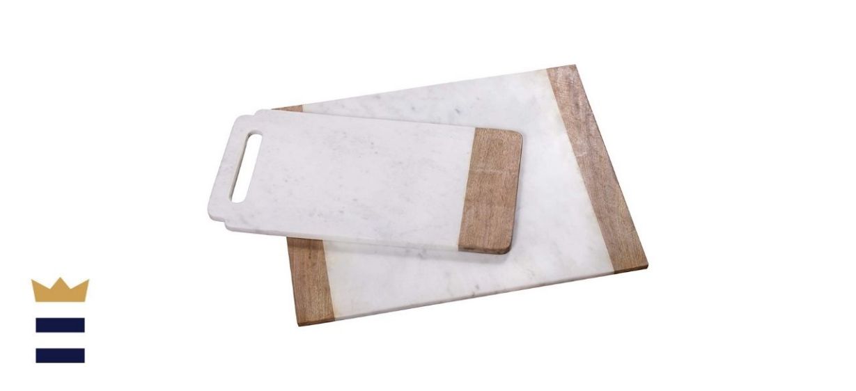 Creative Home Natural White Marble Pastry Board Set