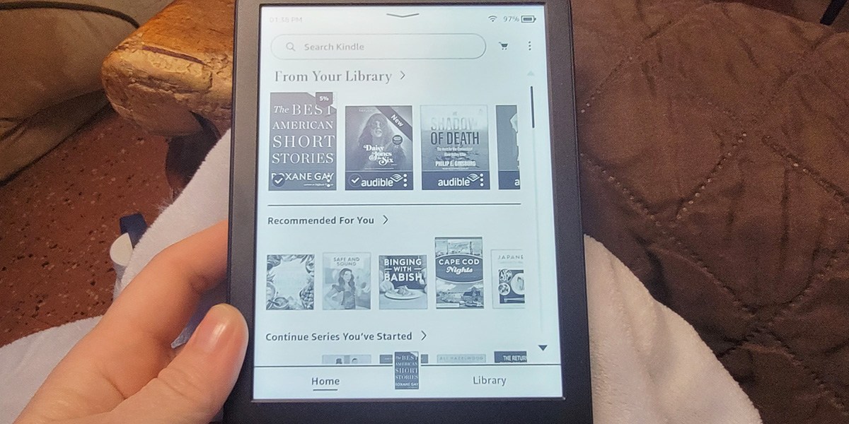 Closeup image of e-reader