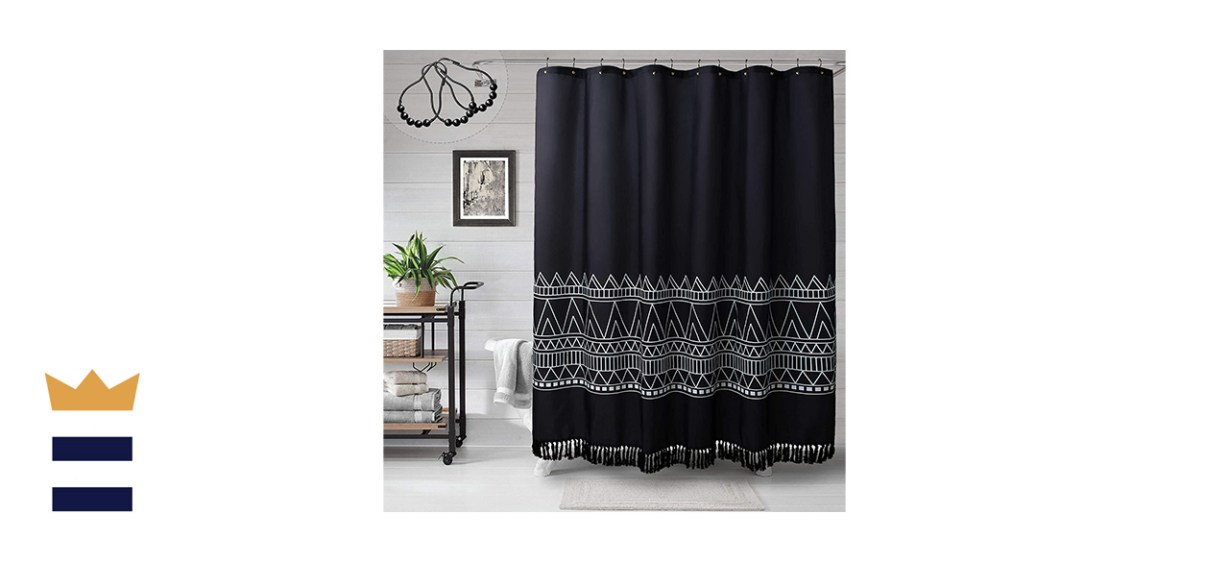 MitoVilla Black Boho Shower Curtain Set