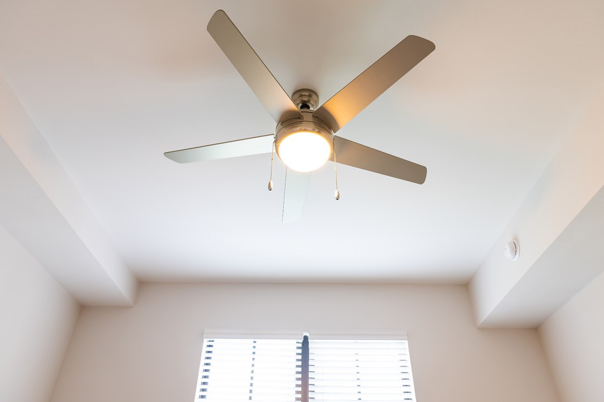 ceiling fan by the window