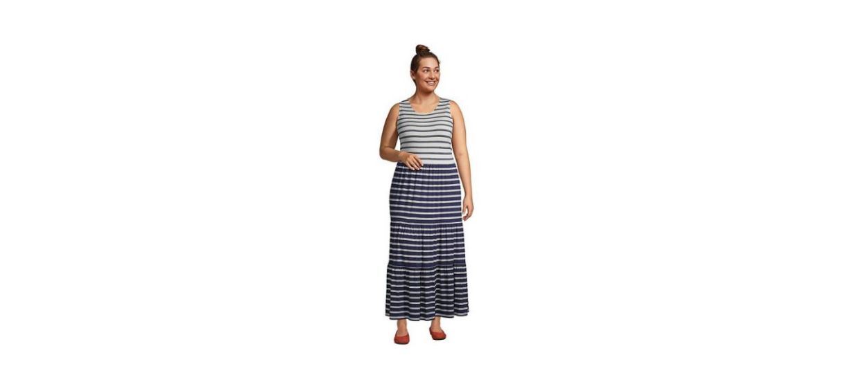 Plus Size Lands' End Sleeveless Tiered Maxi Dress