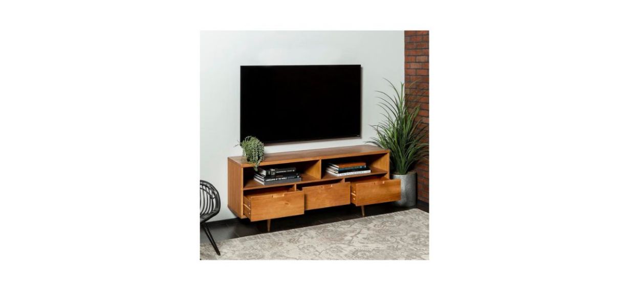 Mercury Row Sadie 58-Inch Solid Wood 3-Drawer TV Stand