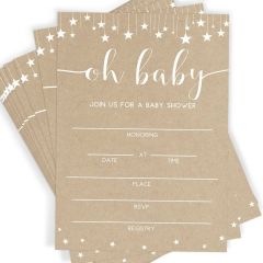 Printed Party Store Kraft Baby Shower Invitations