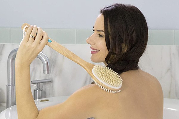 Slick- Shower Brush, Double Sided Brush, Back Scrubber, Bath Brush, Back  Brush, Back Brush Long Handle for Shower, Shower Brushes for Your Back
