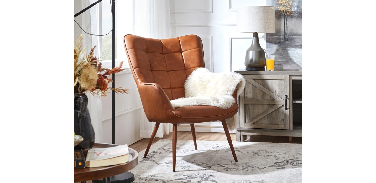 Steelside Aichele Faux Leather Wingback Chair