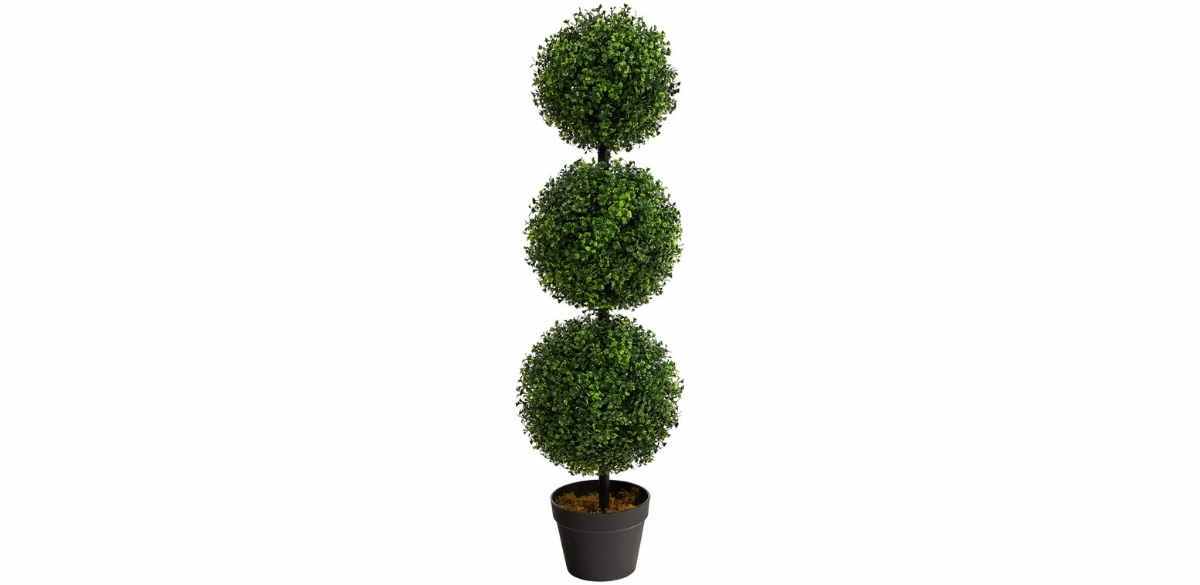 Nearly Natural 36in Artificial Triple Ball Boxwood Topiary Tree