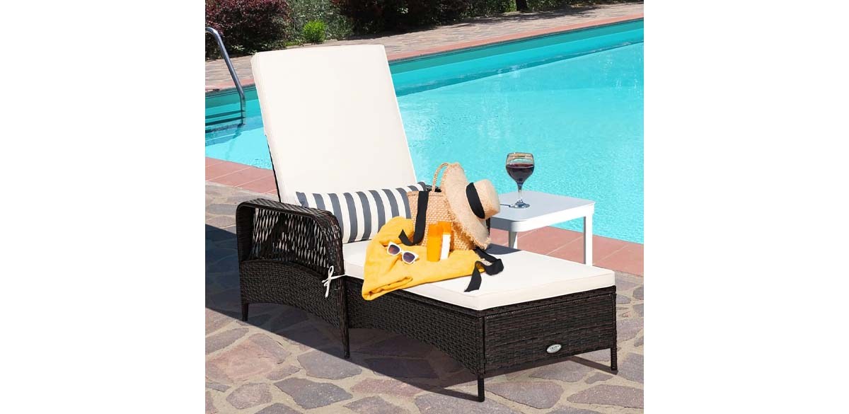Costway Outdoor Steel Chaise Lounge