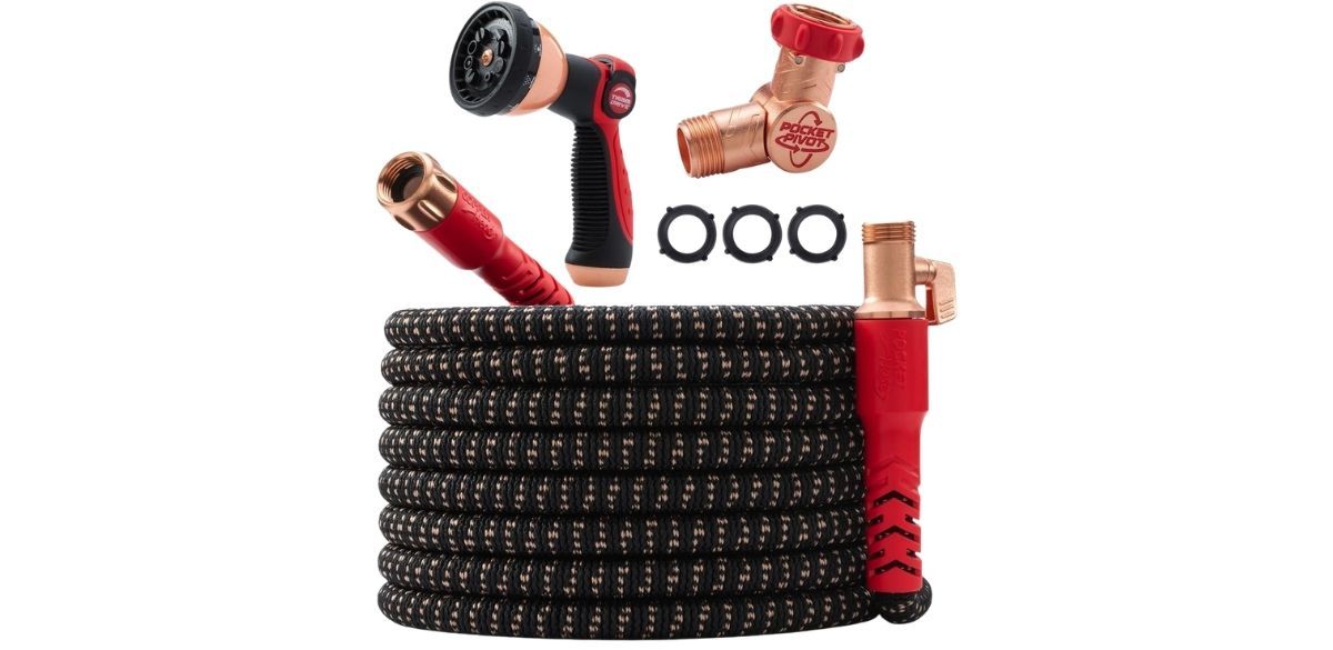 Pocket Hose 100 FT Copper Head Expandable Garden Hose with Pocket Pivot