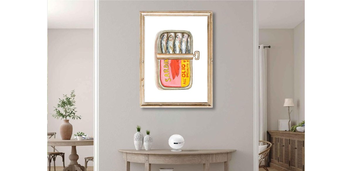 ZLYARTMP Tinned Sardines Watercolor Wall Art