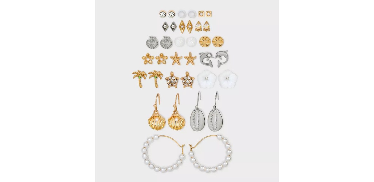 Wild Fable Sea Life Earrings with Genuine Shell Set