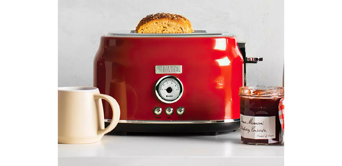 Haden 75003 Dorset Wide Slot Stainless Steel Body Countertop Retro 2 Slice Toaster