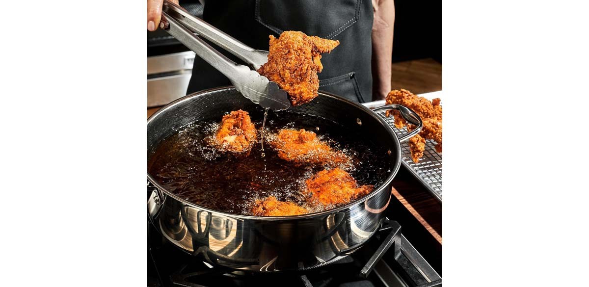 HexClad Hybrid Nonstick 7-Quart Sauté Pan with Tempered Glass Lid