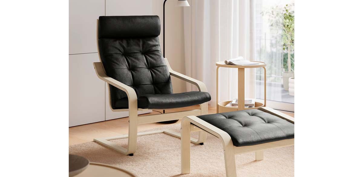POANG Armchair and ottoman, walnut effect
