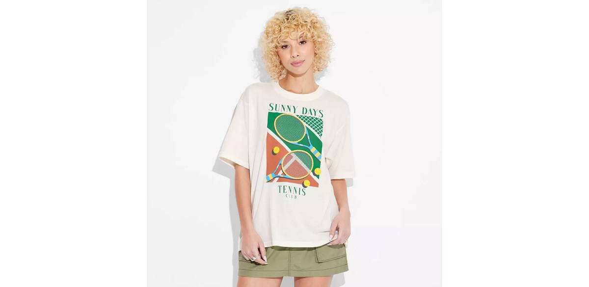 Women's Sunny Days Tennis Club Short Sleeve Graphic Boyfriend T-Shirt