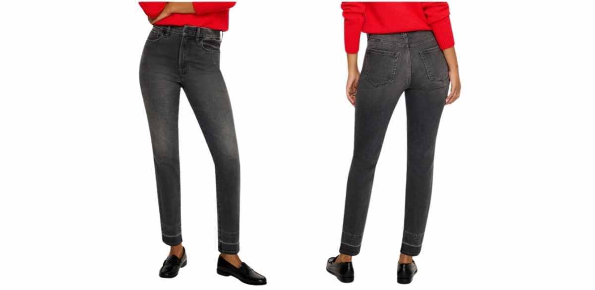 Good American Good Classic Released Hem High Waist Ankle Slim Straight Leg Jeans
