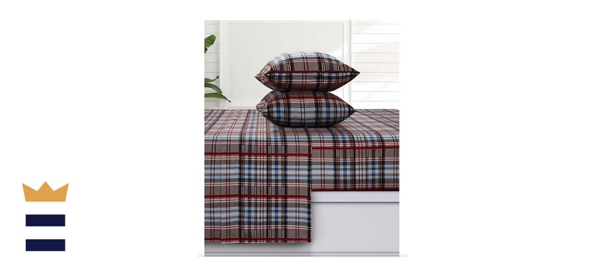 Azores Home Brentwood Plaid Flannel Deep-Pocket Sheets