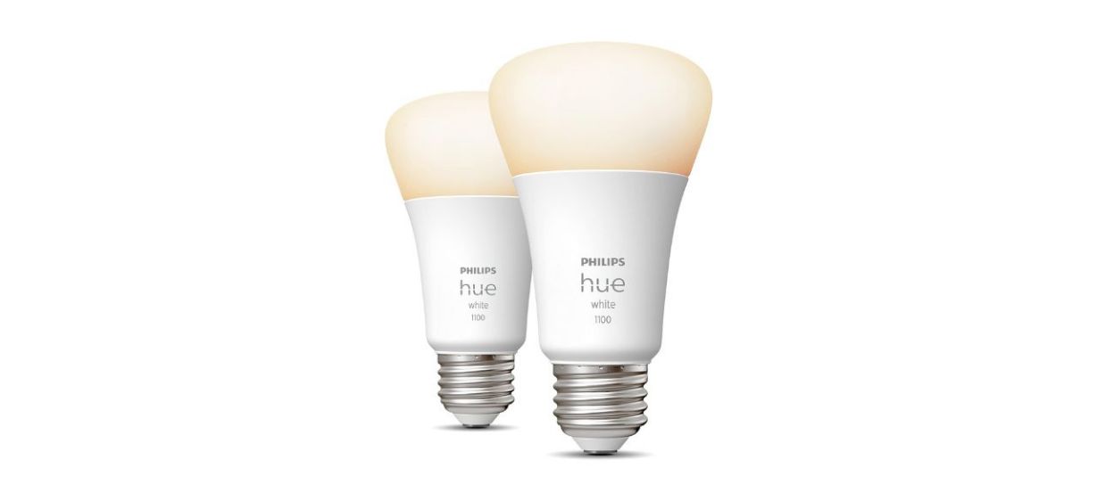 2 Philips Hue Smart Bulbs (white) on white background