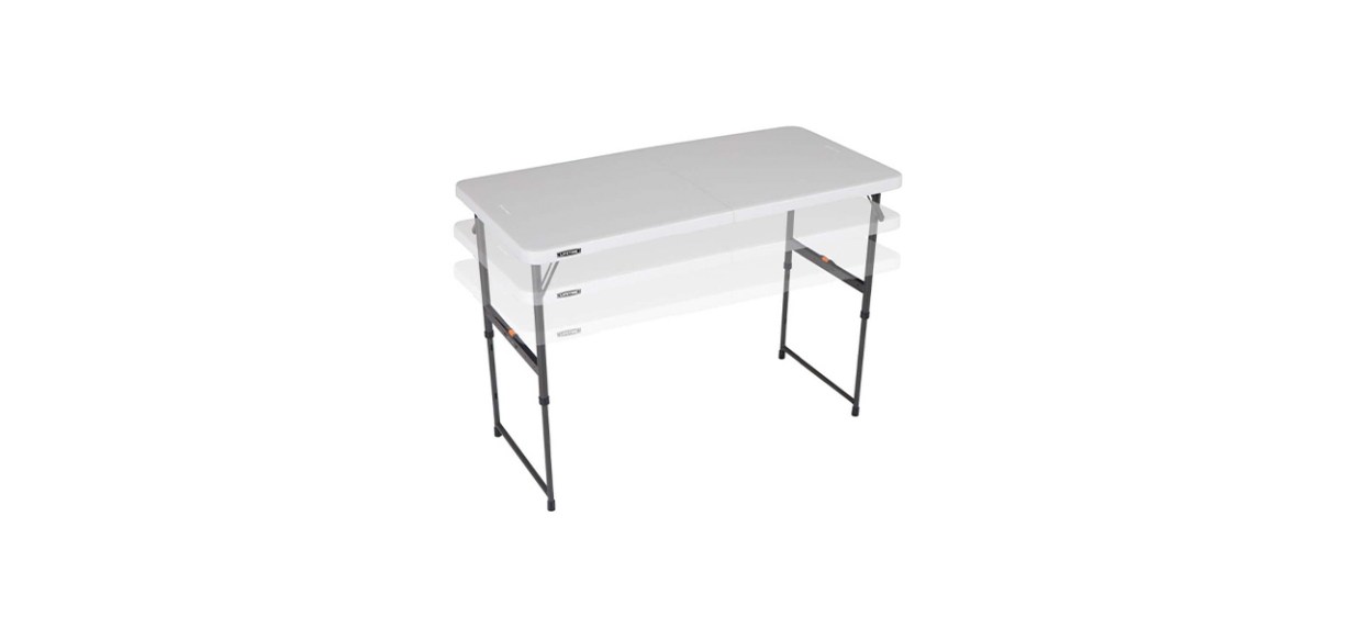Best Lifetime 4-foot One Hand Adjustable Height Fold-In-Half Table Best Lifetime 4-foot One Hand Adjustable Height Fold-In-Half Table