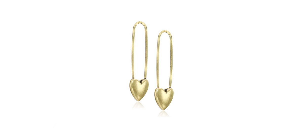 best Lucky Brand Heart Safety Pin Earrings