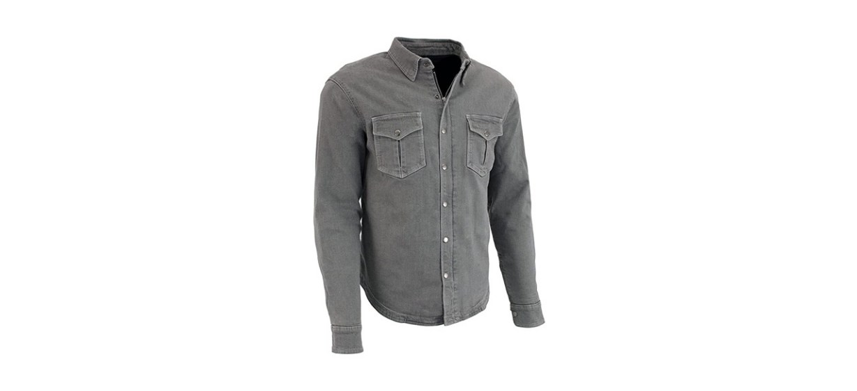 Best Milwaukee Leather Men's Gray Armored Denim Shirt