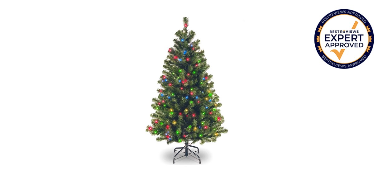 Best National Tree Company 4.5-Foot Pre-Lit North Valley Spruce Artificial Christmas Tree