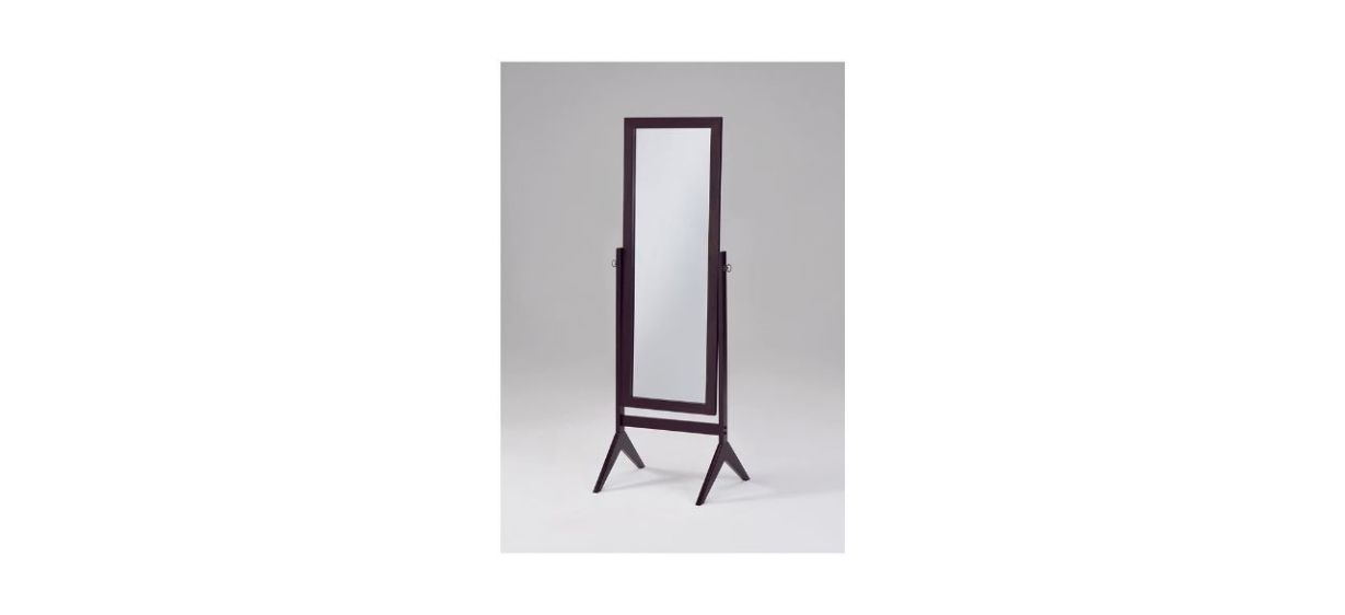 Best Raamzo Espresso Finish Wooden Cheval Floor Mirror