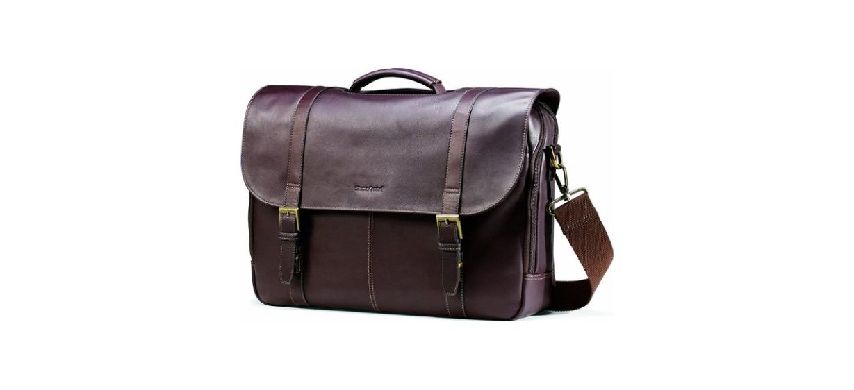Samsonite Colombian Leather Flap-Over Messenger Bag