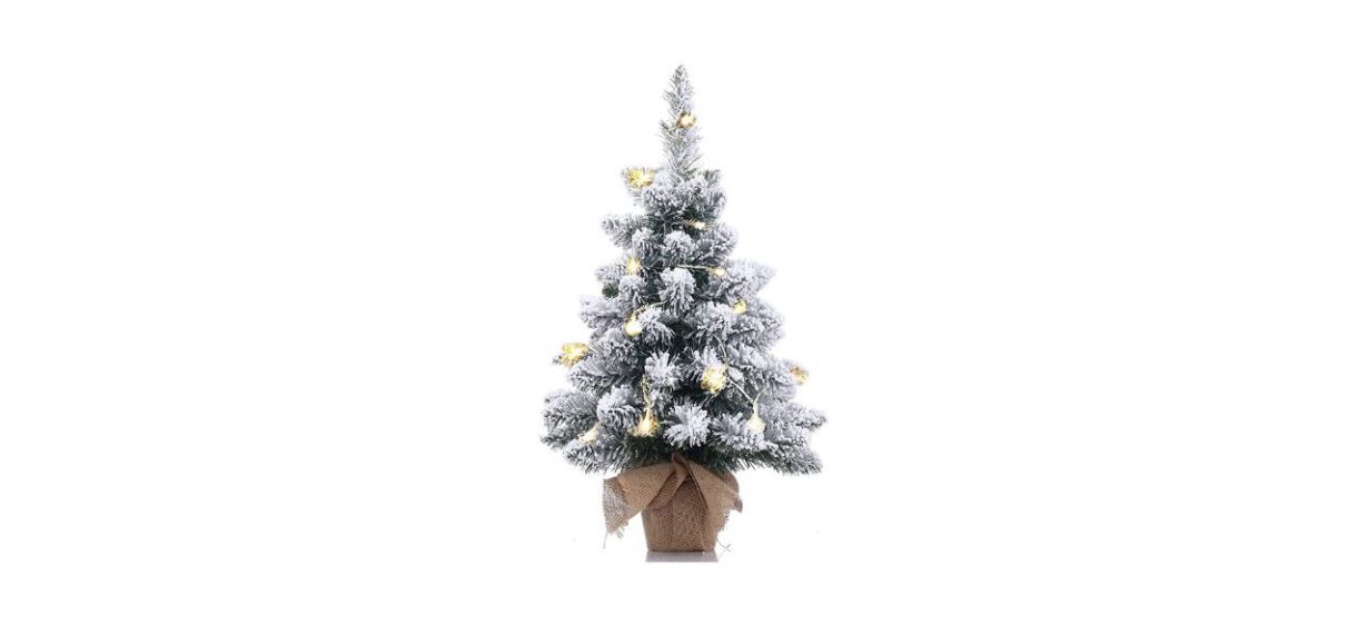 Best Top Pro Pre-Lit Artificial Flocked Mini Christmas Tree