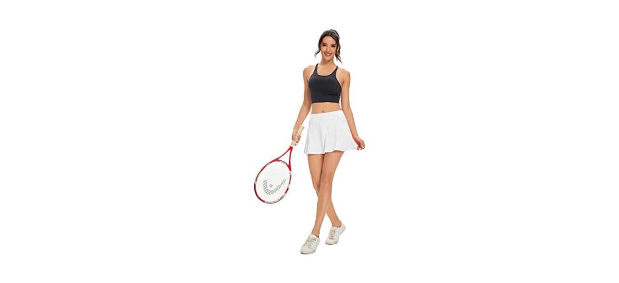 Toumett Women's Tennis Skirts Lightweight Pleated Athletic Skorts Sports  Golf Running Mini Skirt with Pockets and Shorts 011-black Small