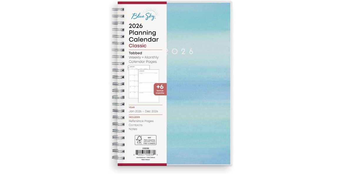 Blue Sky 2026 Weekly and Monthly Planner