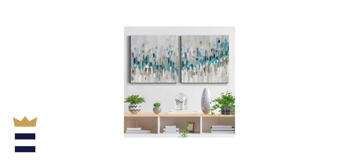 Ebern Designs Staccato Blue Two-Piece Wrapped Canvas Print Set