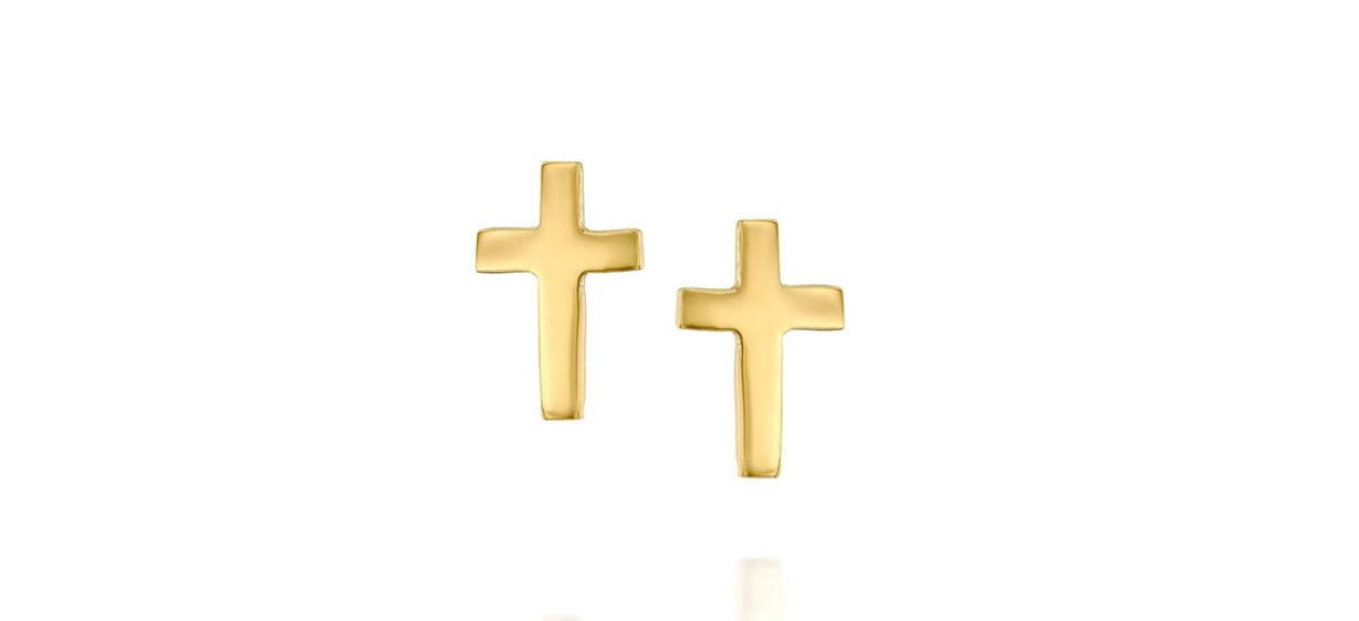 Gold Cross Stud Earrings