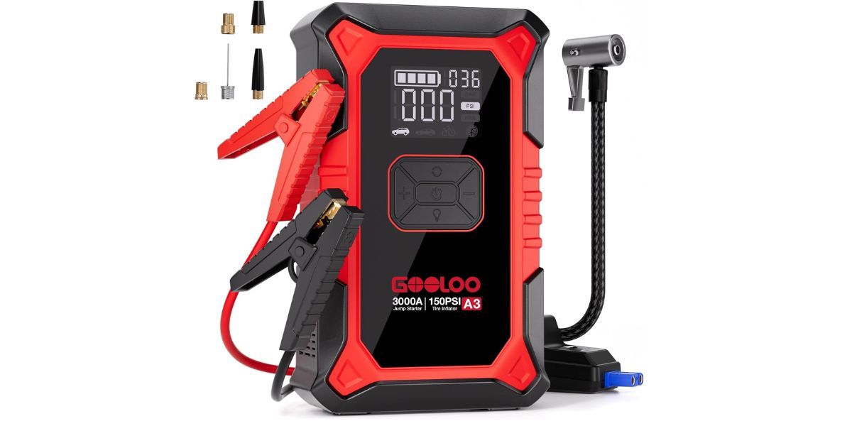 GOOLOO A3 Jump Starter with Air Compressor