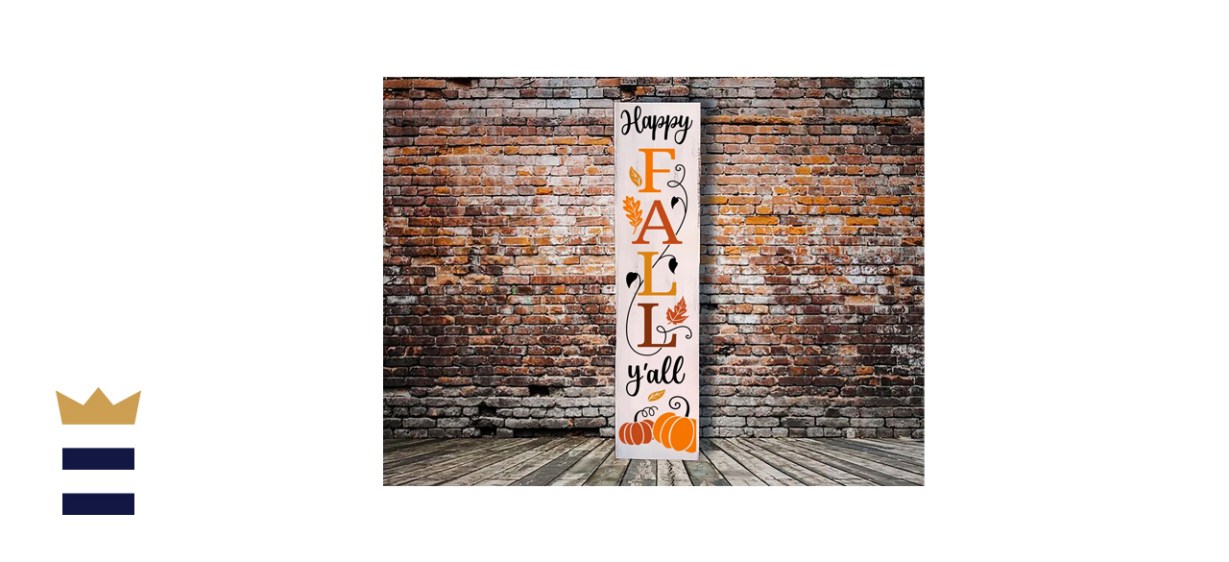 Hello Fall Y’All Pumpkin Hand Painted Vertical Wooden Sign 