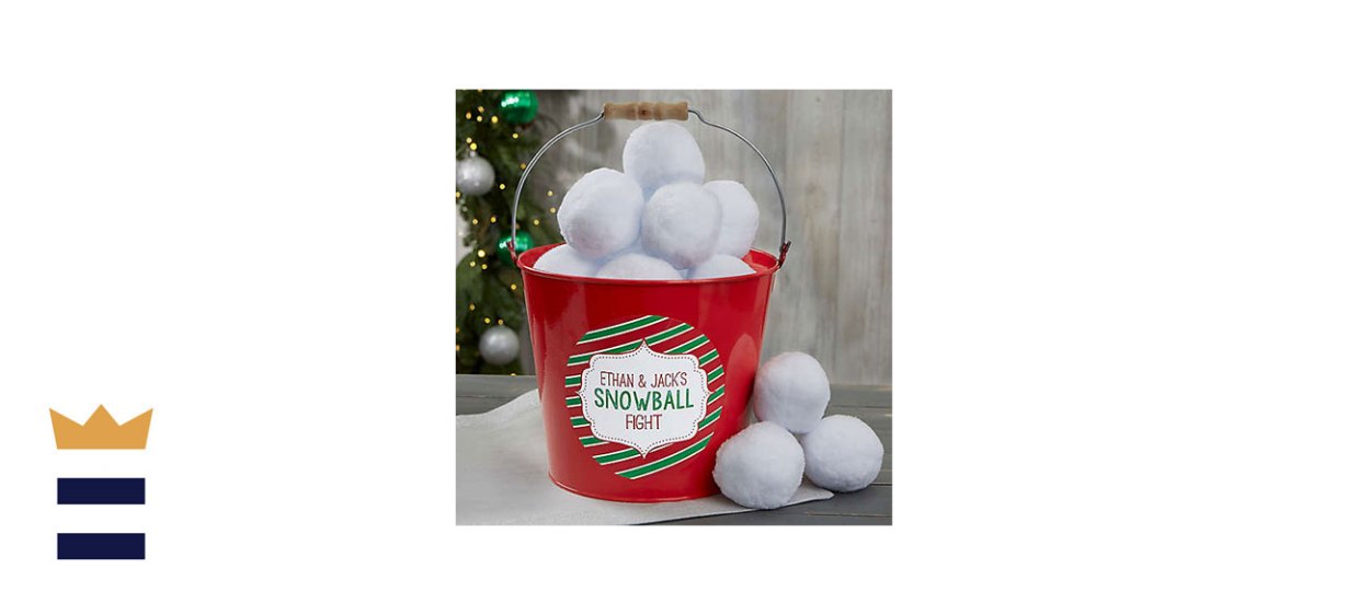 Indoor Snowball Fight Personalized Metal Bucket 