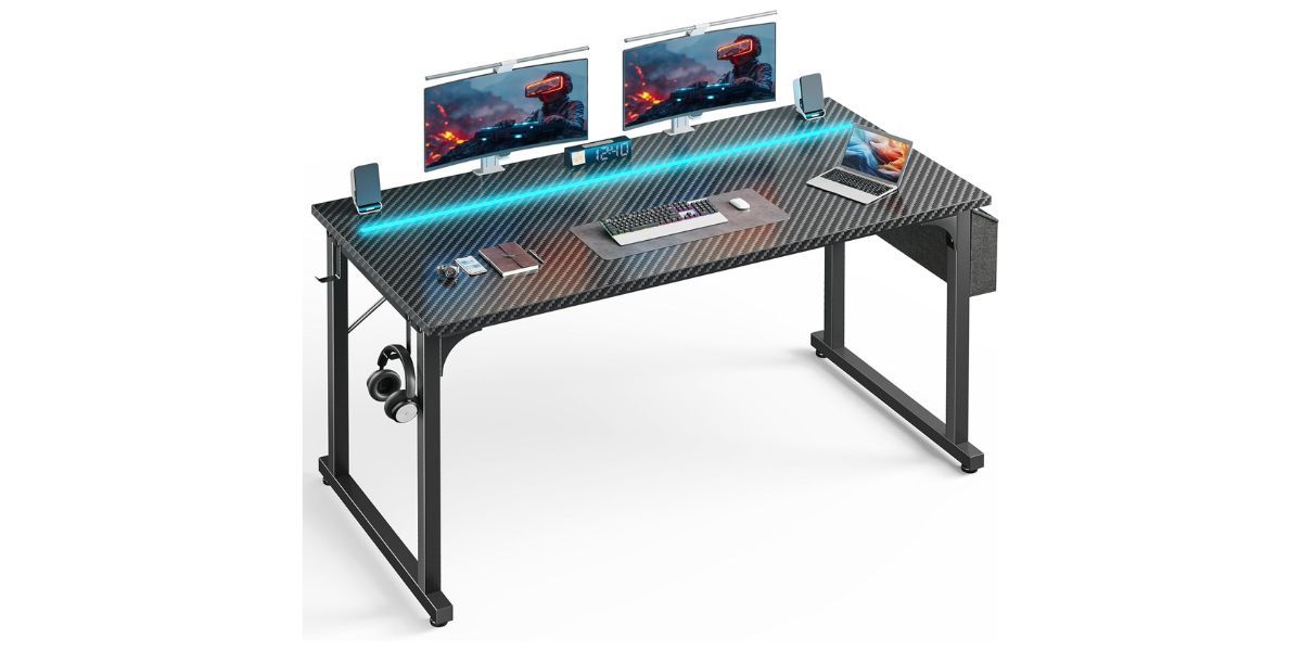  DurayLoly 55 Inch Computer Desk with LED Lights