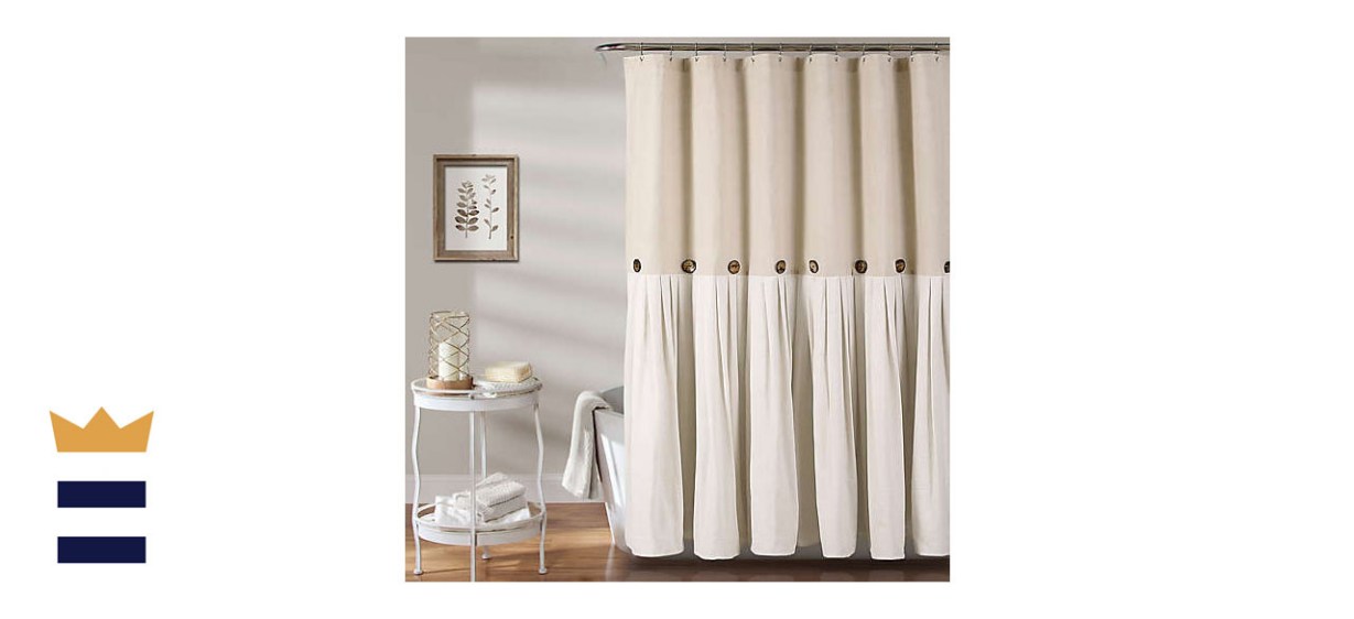 Lush Decor Linen Button Shower Curtain in Linen