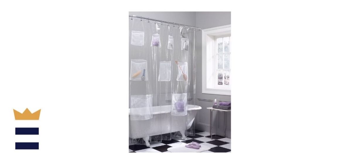 Maytex Mesh Pockets PEVA Shower Curtain and Bath Organizer