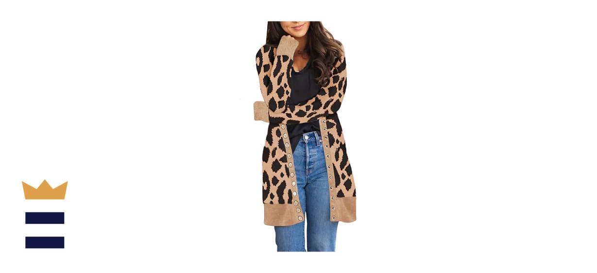 MEROKEETY Women's Long Sleeve Leopard Cardigan