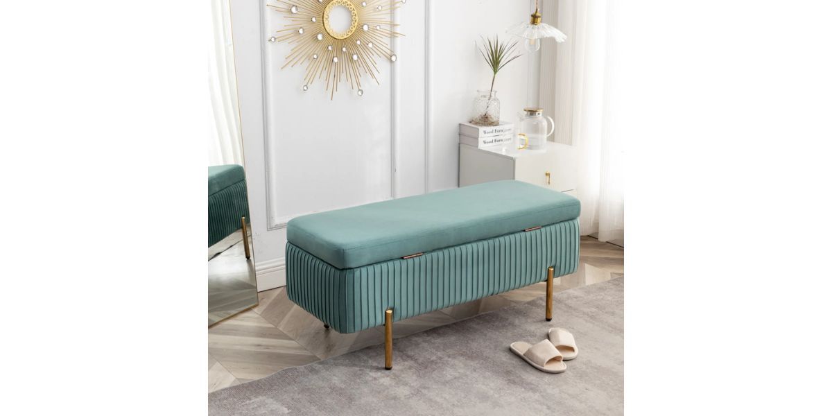 Mercer41 Miajah Velvet Upholstered Flip Top Storage Bench
