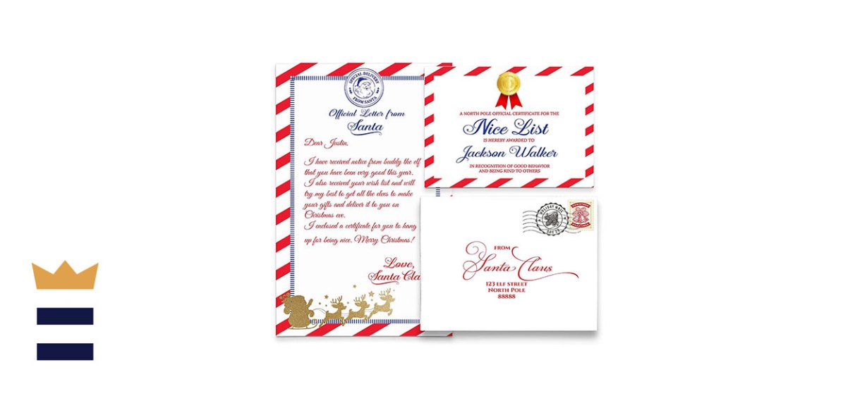 Modern Pink Paper/Personalized Letter from Santa Claus and Envelope