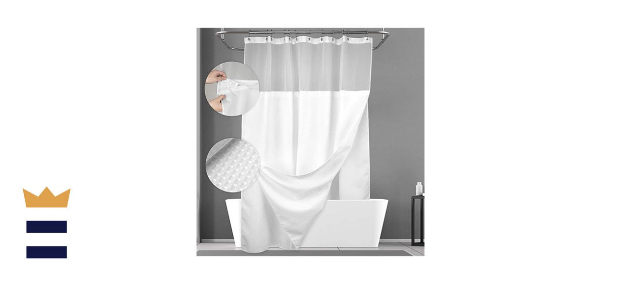 N&amp;Y Home Extra Long Waffle Weave Shower Curtain