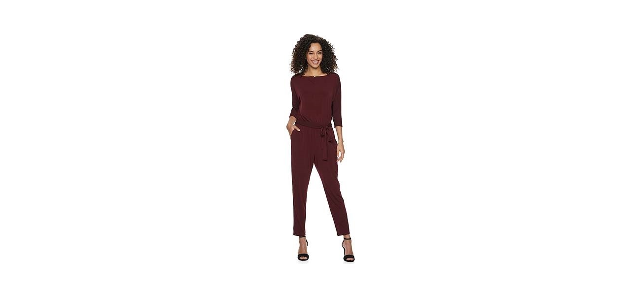 women's nina leonard solid ankle jumpsuit