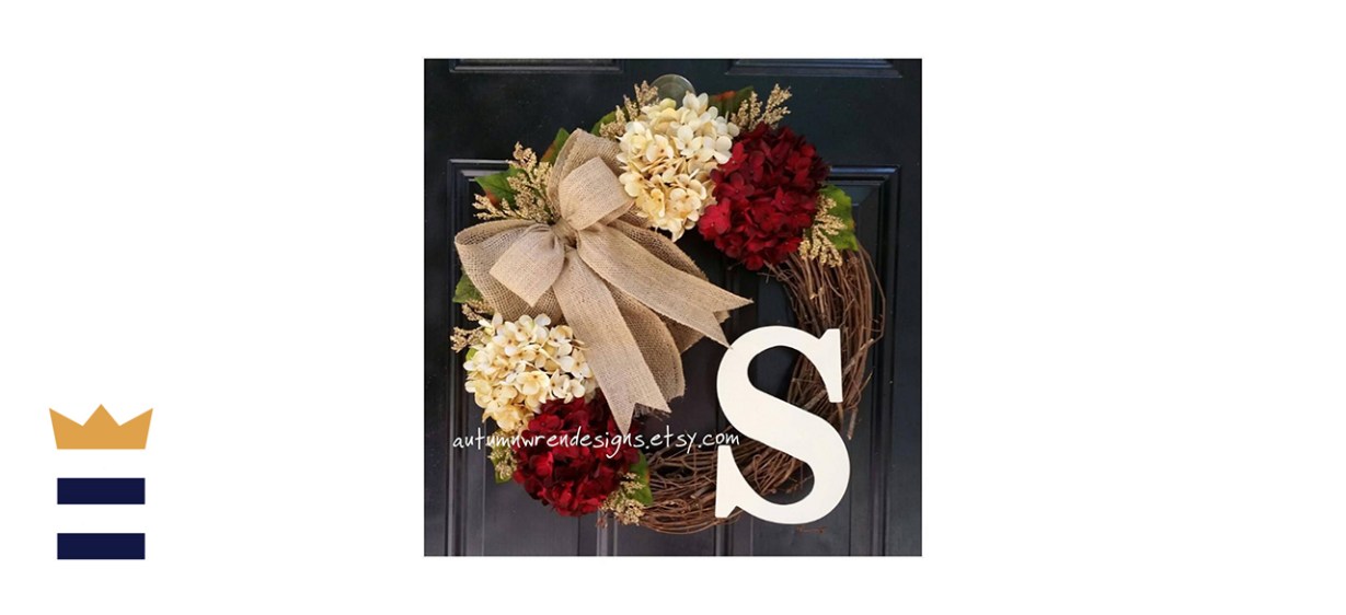 Red and White Wreath for Front Door 