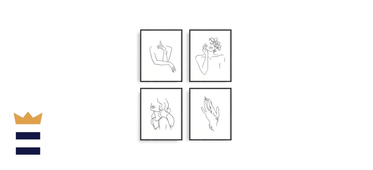 RipGrip Minimalist Line Art Prints Set Of 4
