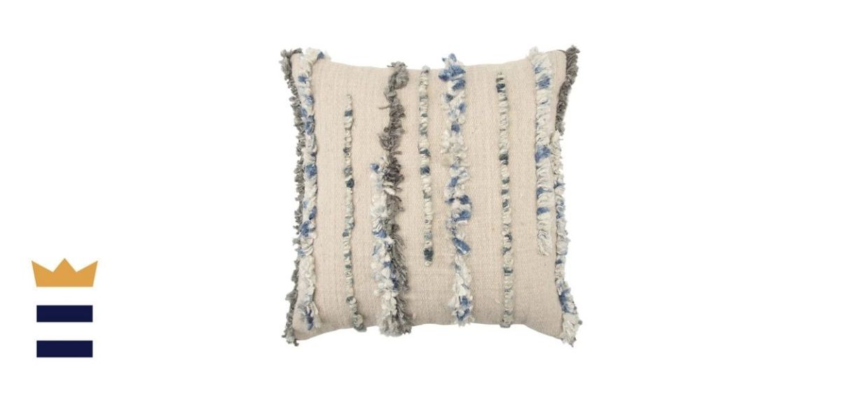 Rizzy Home Blue Vertical Stripe Transitional Throw Pillow