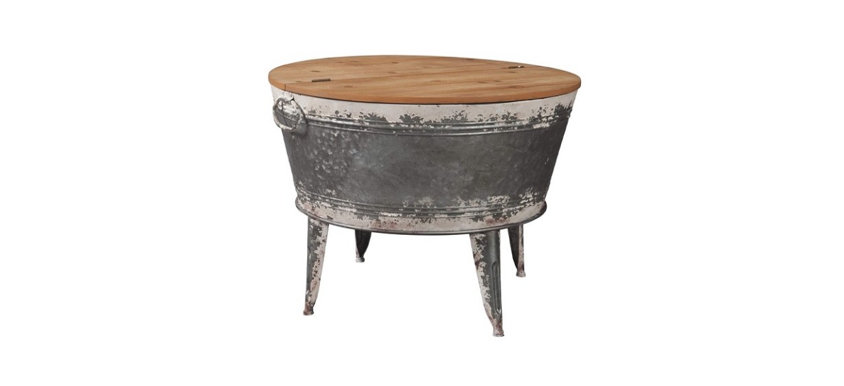 Signature Design by Ashley Shellmond Rustic Distressed Metal Accent Cocktail Table with Lift Top